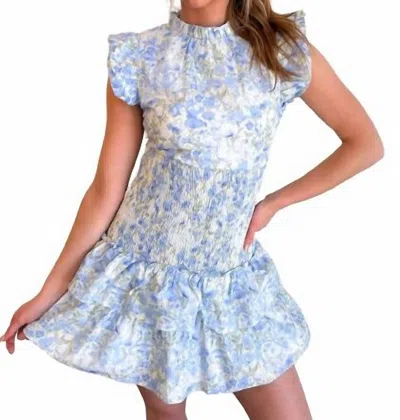 Pretty Follies Forget Me Not Smocked Dress In Blue