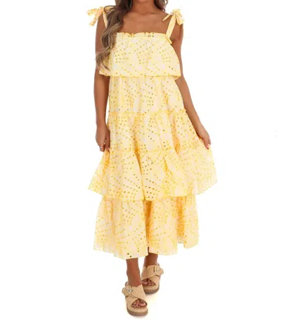 Pretty Follies Make A Comeback Tiered Midi Dress In Yellow