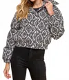 Pretty Follies Palmer Paisley Long Sleeve Zip Jacket In Black In Black