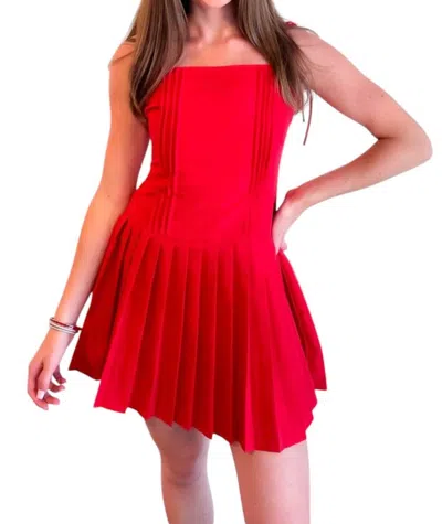 Pretty Follies Perfectly Pleated Mini Dress In Red