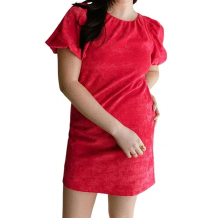 Pretty Follies Puff Sleeve Dress In Fuschia In Pink