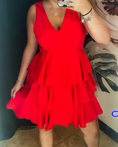Pretty Follies Scarlett Multi Tiered Dress In Red