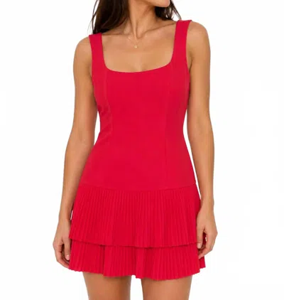 Pretty Follies Sleeveless Pleated Mini Dress In Red