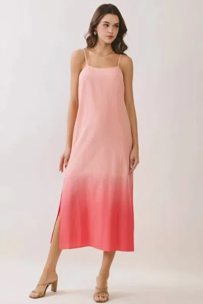 Pretty Follies Sunrise Midi Dress In Coral In Pink