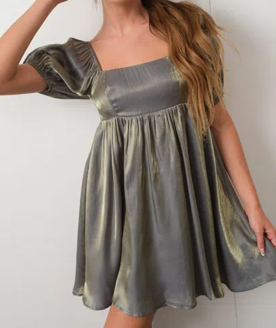 Pretty Garbage Arela Shimmer Babydoll Dress In Midnight