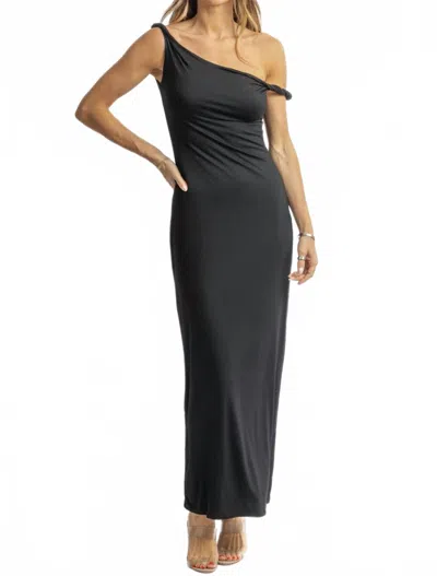 Pretty Garbage Ariana Shoulder Twist Maxi Dress In Black