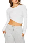 Pretty Garbage Asymmetrical Hem Textured Top In Ivory In White