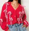 Pretty Garbage Bow Cardigan In Red In Red