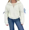 Pretty Garbage Bow Puffer Jacket In White In White