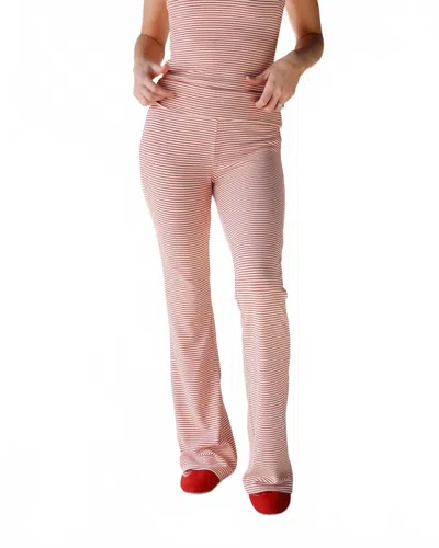 Pretty Garbage Bubble Gum Stripe Flare Pants In Red In Multi