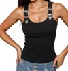 Pretty Garbage Buckle Up Tank Top In Black In Black