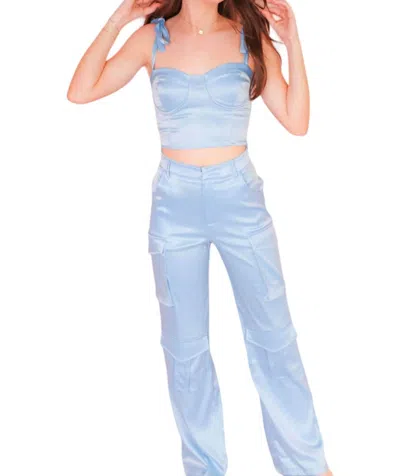 Pretty Garbage Cargo Pants In Sky Blue