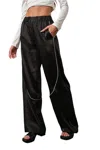 Pretty Garbage Center Stage Satin Pants In Black In Black