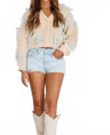 Pretty Garbage Beloved Bow Chunky Knit Cardigan In Sand In Multi