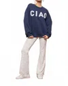 Pretty Garbage Ciao Patch Sweatshirt In Navy In Blue