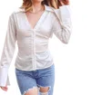 Pretty Garbage Comes With Class Satin Shirt In Off White In White