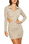 Pretty Garbage Cutout Collared Mini Dress In Brown In Brown