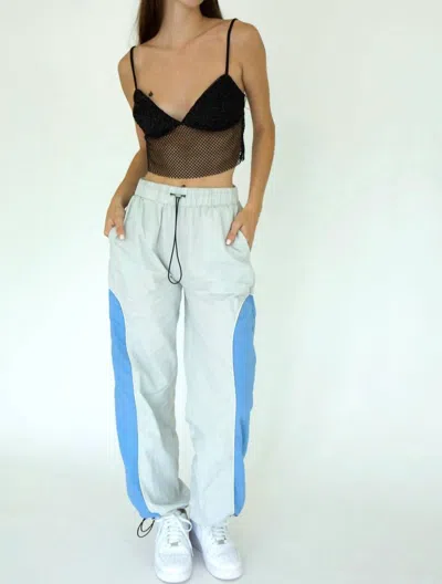 Pretty Garbage Delilah Colorblock Track Pant In Light Grey
