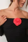 Pretty Garbage Dixie Rosette Off Shoulder Top In Black