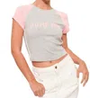 Pretty Garbage Dump Him Baby Tee In Heather Grey/pink In Multi