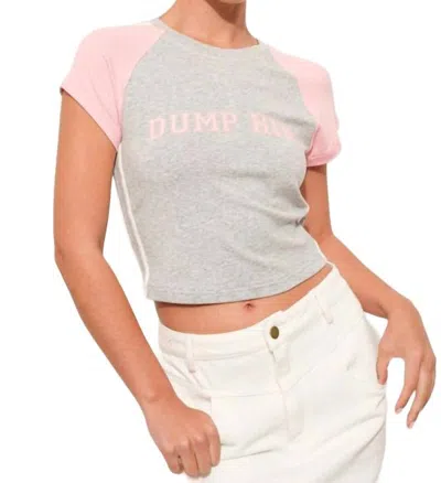 Pretty Garbage Dump Him Baby Tee In Heather Grey/pink In Multi