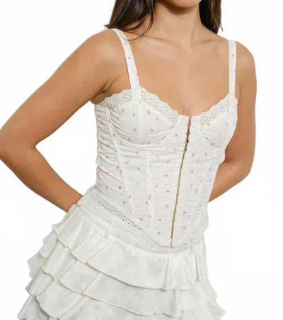 Pretty Garbage Eyelet Corset Top In Floral In Multi