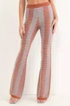 Pretty Garbage Ezra Texture Knit Flare Pant In Orange/blue