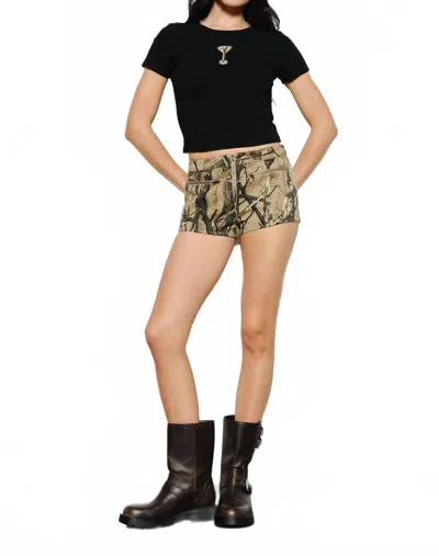 Pretty Garbage Gemma Martini Beaded Baby Tee In Black