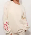 Pretty Garbage Happily Yours Bow Sweatshirt In Cream In White