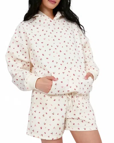 Pretty Garbage Hoodie Cherry Bow Print Sweatshirt In Ivory In White