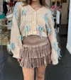 Pretty Garbage Beloved Bow Chunky Knit Cardigan In Sand