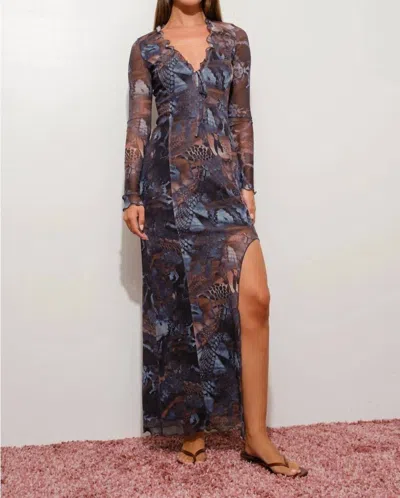 Pretty Garbage Kara Dress In Abstract Snakeskin Print In Multi