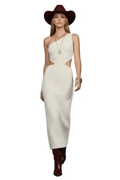 Pretty Garbage Knit Cutout Midi Dress In Cream In White