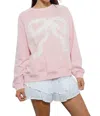 Pretty Garbage Lace Bow Sweatshirt In Light Pink In Pink