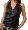 Pretty Garbage Lenny Faux Leather Vest In Black In Black