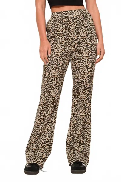 Pretty Garbage Leopard Lounge Pants In Beige In Brown