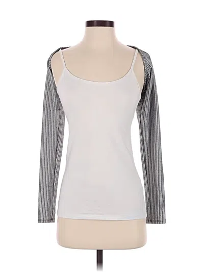 Pre-owned Pretty Garbage Long Sleeve Top Silver Scoop Neck Tops