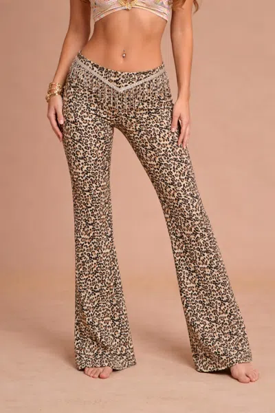 Pretty Garbage Low Rise Lounge Pants In Leopard In Animal Print