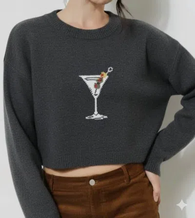 Pretty Garbage Mandy Martini Sweater In Charcoal In Black