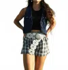 Pretty Garbage Miss Claire Denim Vest In Blue In Blue