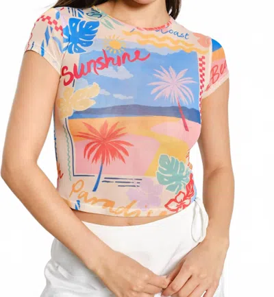 Pretty Garbage Novelty Print Mesh Baby Crop Tee In Multi