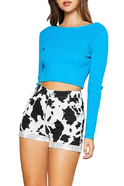 Pretty Garbage Open-back Chain-trimmed Top In Blue
