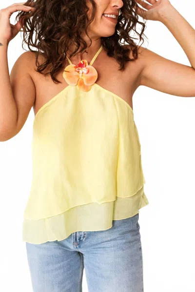 Pretty Garbage Orchid Detail Top In Lt Yellow