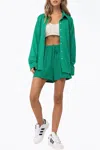 Pretty Garbage Oversized Checkered Stretch-jersey Shirt In Green In Green