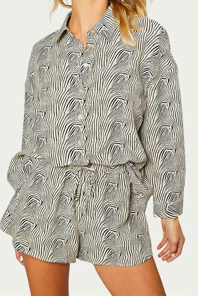 Pretty Garbage Oversized Zebra-print Textured Shirt In Beige/black In Gray