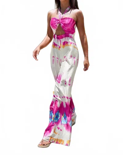 Pretty Garbage Palm Springs Jumpsuit In Pink Multi