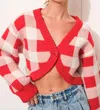 Pretty Garbage Picnic Cardigan In Red Multi