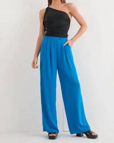 Pretty Garbage Pin Tuck Wide Leg Pants In Cerulean Blue In Multi