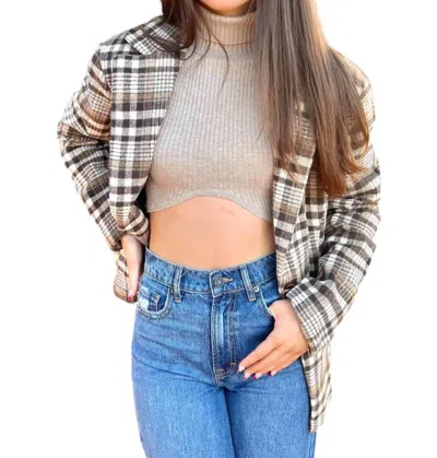 Pretty Garbage Plaid Wool Jacket In Dark Brown