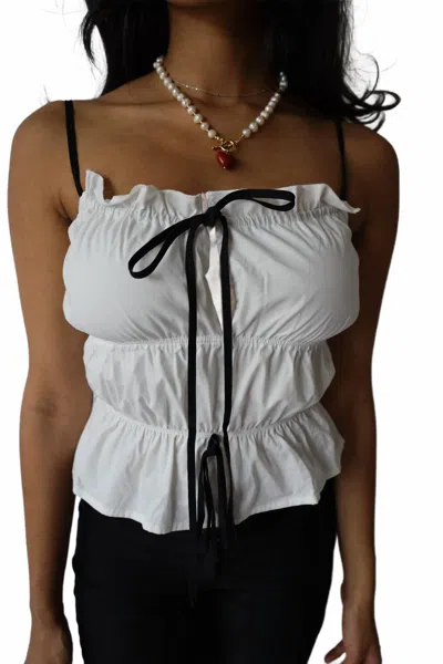 Pretty Garbage Poplin Top In White/ Black